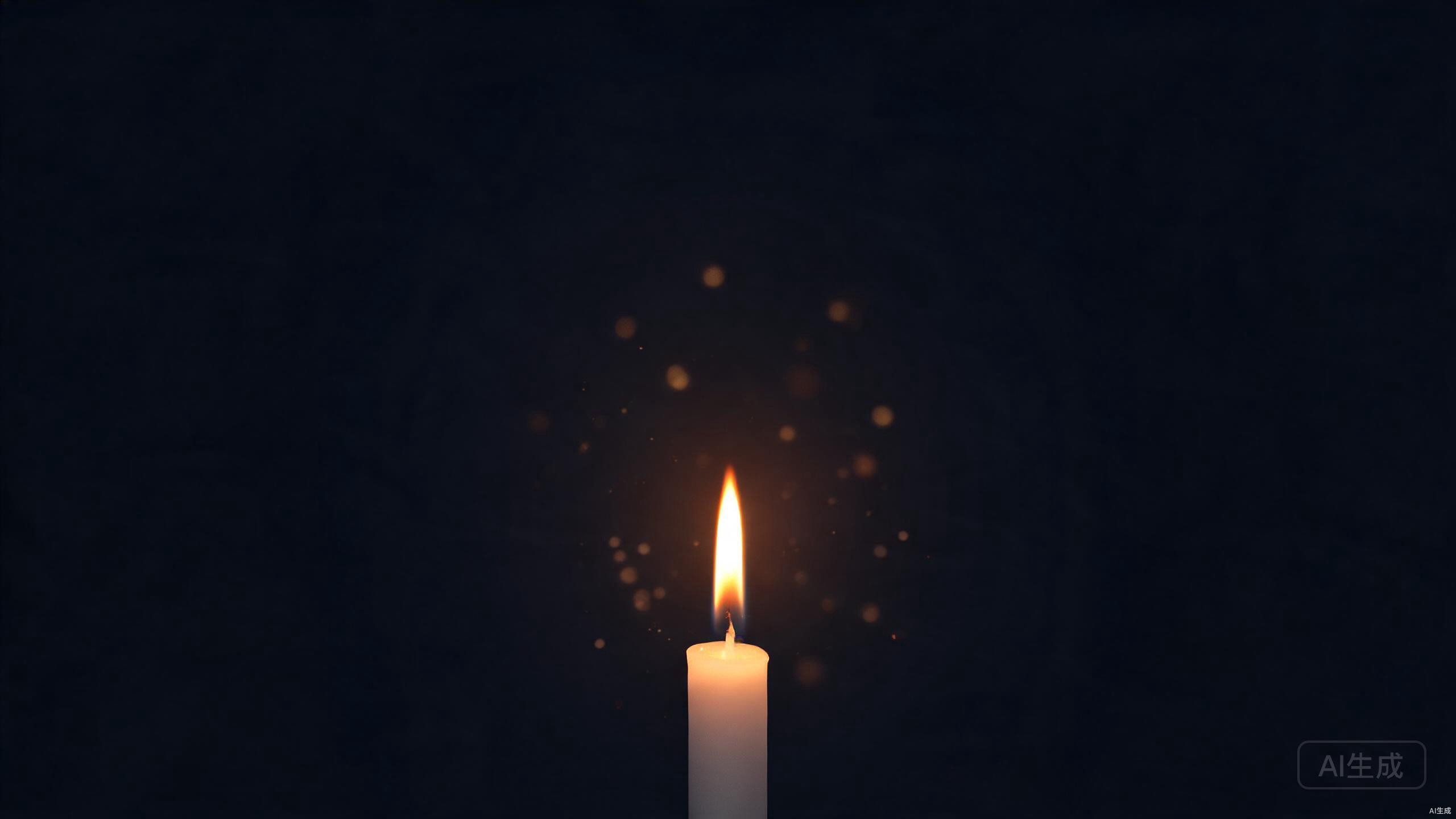 A single candle burning in a dim, still room
